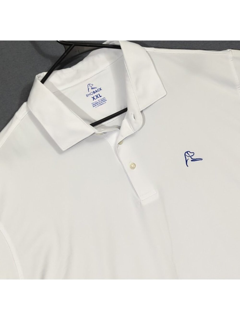 Rhoback Polo Shirt Men's XXL White Short Sleeve Performance Stretch Golf Casual
